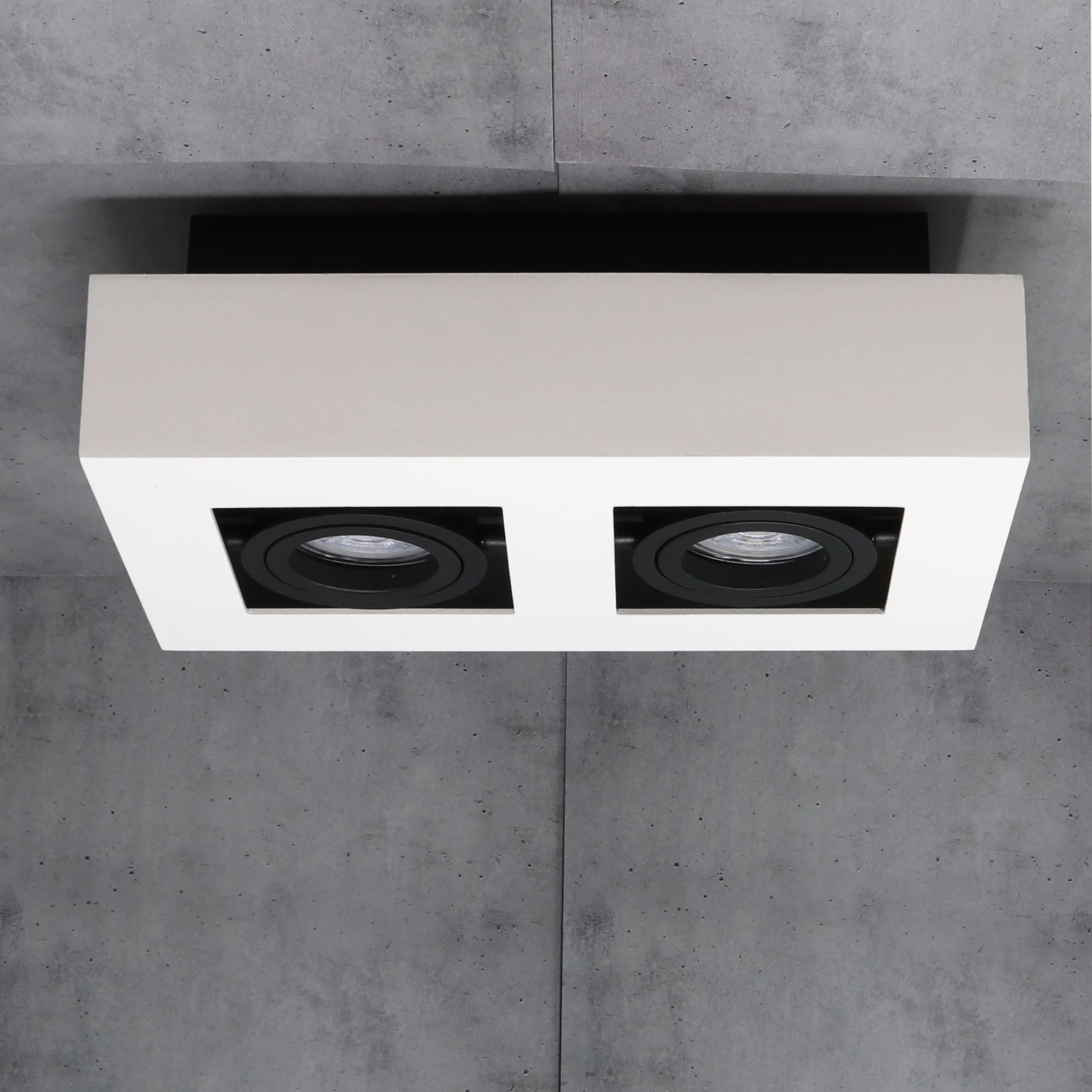 Aufbaustrahler Fjord 2-flammig Eckig Weiß 230V 2 Aufbaustrahler Fjord 2-flammig Eckig Weiß 230V – Bild 2