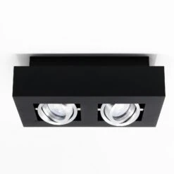 Aufbaustrahler Fjord 2-flammig Eckig Schwarz 230V