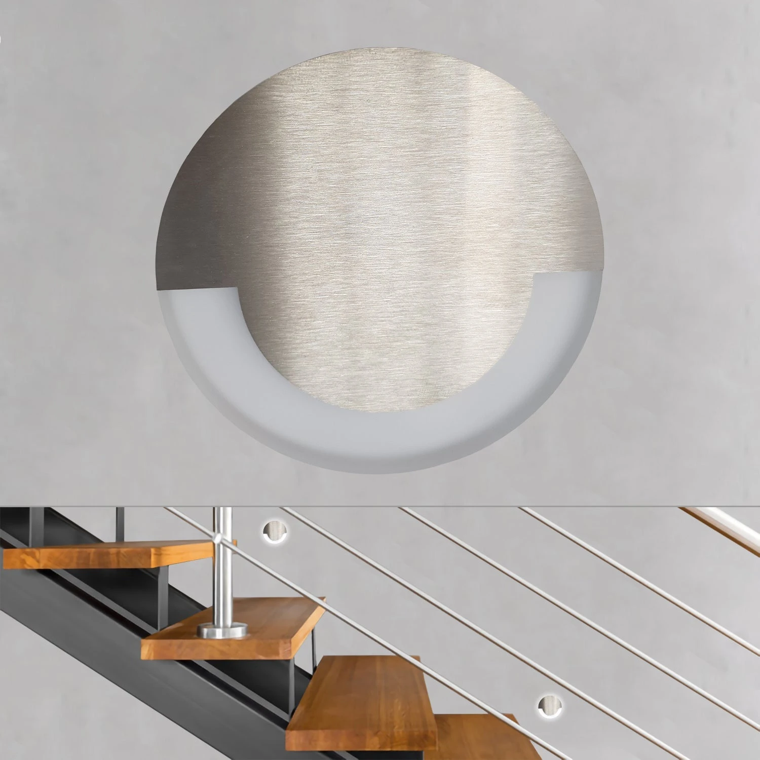 LED Treppeneinbauleuchte Blålys Mit Trafo Edelstahl Rund Warmweiß / Kaltweiß, 1.3W / IP20 / 230V 3 LED Treppeneinbauleuchte Blålys Mit Trafo Edelstahl Rund Warmweiß / Kaltweiß, 1.3W / IP20 / 230V – Bild 3