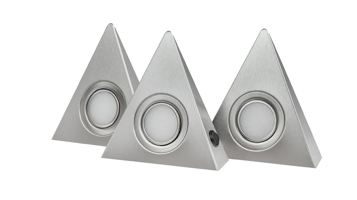 3er Set LED Möbelunterbauleuchte Røros Dreieckstrahler Mit Und Ohne Schalter IP20 3x 3W 1 3er Set LED Möbelunterbauleuchte Røros Dreieckstrahler Mit Und Ohne Schalter IP20 3x 3W