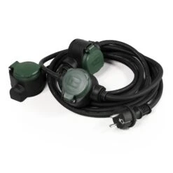 Garten-Verlängerungskabel 10m Mit 3 Steckdosen IP44 5m+2,5m+2,5m