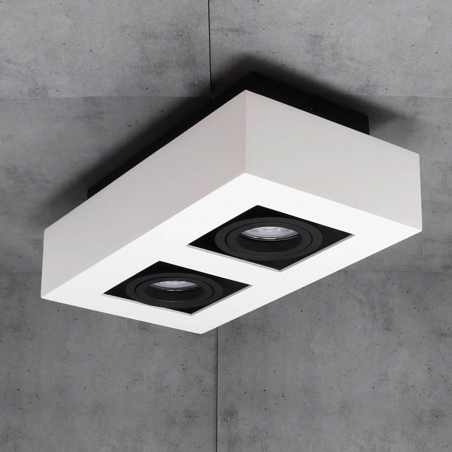 Aufbaustrahler Fjord 2-flammig Eckig Weiß 230V 1 Aufbaustrahler Fjord 2-flammig Eckig Weiß 230V