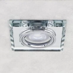 LED Einbaustrahler Extra-Flach Eckig Cristal 5W Warmweiß Dimmbar Eckig Klar 230V -Lampen Förderung IMG 4421