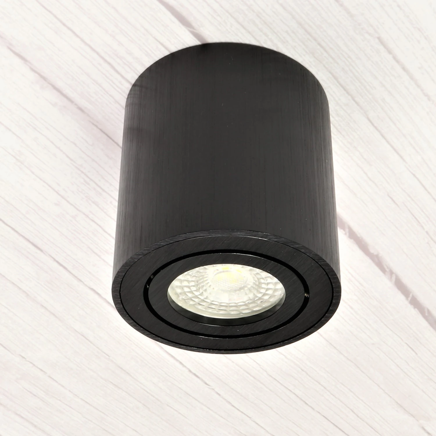 LED Aufbauleuchte 6.2W Dimmbar Milano Rund Alu-Schwarz GU10 230V 3 LED Aufbauleuchte 6.2W Dimmbar Milano Rund Alu-Schwarz GU10 230V – Bild 3