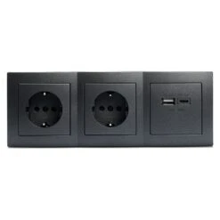 Steckdosenblock Vadsø Anthrazit, 2-fach Schutzkontakt, 2x USB A+C -Lampen Förderung Steckdosenblock McPower Flair anthrazit 2 fach S 10 7