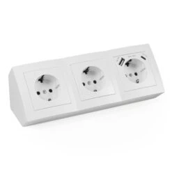 Steckdosenblock Vadsø Weiß, 3-fach Schutzkontakt + USB-C / USB-A