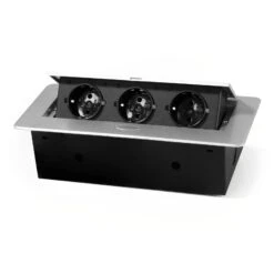 Tisch-Einbausteckdose Rostock 3x Steckdose, 1,8m Kabel, 267x120x68mm