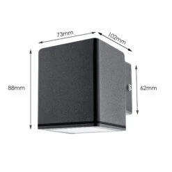 Außenwandleuchte Lysna Anthrazit Eckig GU10 IP44 230V -Lampen Förderung W8A8014 wym web