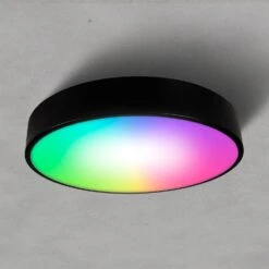 Wifi LED-Deckenleuchte Östersund 36W, Schwarz 2200lm, Ø40cm, CCT+RGB