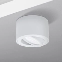 Aufbaustrahler Aus Aluminium MILANO SMALL (Rund - Weiß-Matt) + LED Modul 5W Warmweiß Extra-flach IP20 230V