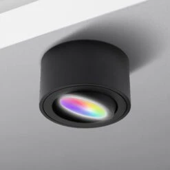 Aufbaustrahler Aus Aluminium MILANO SMALL (Schwarz-Matt) + LED 5W Warmweiß SMART Extra-flach IP20 230V