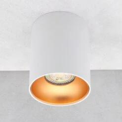 LED Aufbaustrahler Riti 8W Rund Warmweiß Weiß + Kupfer 230V